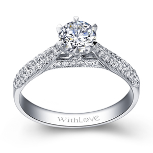 盛放－18K白金钻石订婚戒指