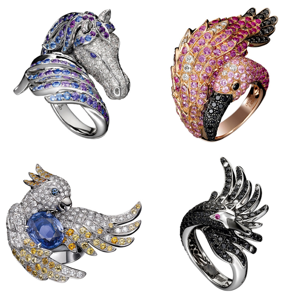 Boucheron奇幻百宝箱 彩宝动物戒指