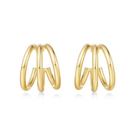 听风－黄18K金耳钉-WithLove唯爱钻饰