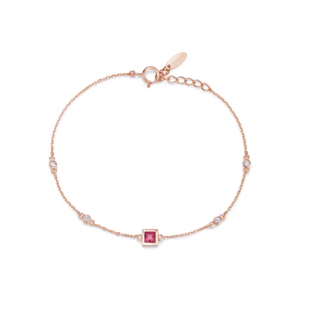 公主方红宝石钻石手链-WithLove唯爱钻饰