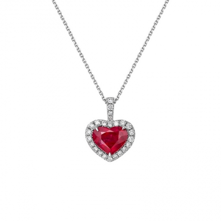 心形红宝石钻石吊坠-WithLove唯爱钻饰