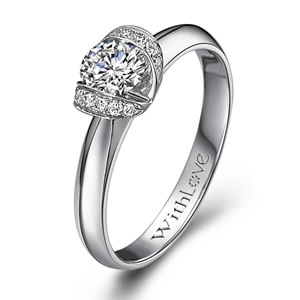 爱之彩带－18K白金钻石戒指