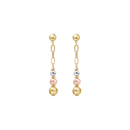 18K金三色圆珠耳坠-WithLove唯爱钻饰