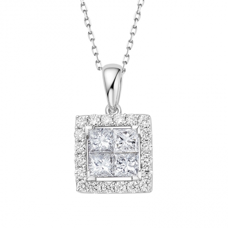 熠熠闪耀－公主方钻石吊坠-WithLove唯爱钻饰