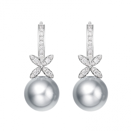 巴黎月夜－大溪地灰珍珠耳坠-WithLove唯爱钻饰