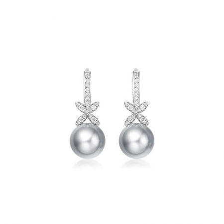 巴黎月夜－大溪地灰珍珠耳坠-WithLove唯爱钻饰