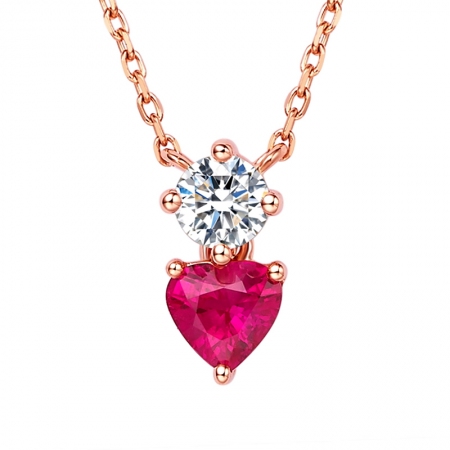 宠爱甜心－红宝石钻石项链-WithLove唯爱钻饰