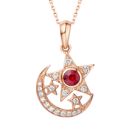 星月夜－红宝石钻石吊坠-WithLove唯爱钻饰