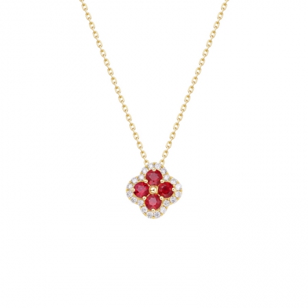 四叶草红宝石钻石吊坠-WithLove唯爱钻饰