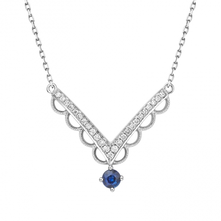 蓝色爱恋－蓝宝石钻石项链-WithLove唯爱钻饰