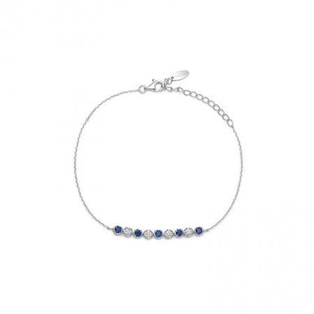 蓝宝石钻石排镶手链